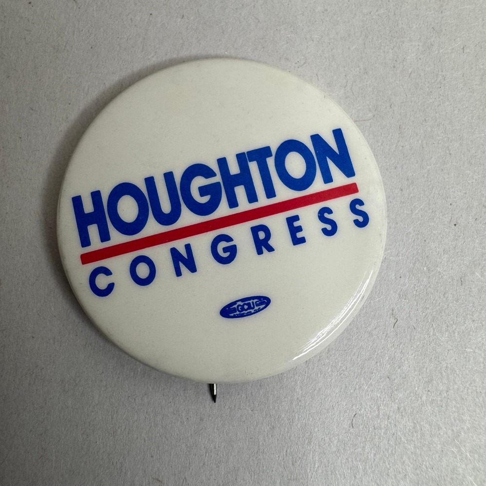 Vintage Houghton for Congress Political Campaign Button Pinback White Blue Red